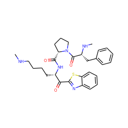 CNCCCC[C@H](NC(=O)[C@@H]1CCCN1C(=O)[C@@H](Cc1ccccc1)NC)C(=O)c1nc2ccccc2s1 ZINC000014954567