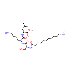 CNCCCCCCCCCCC(=O)N[C@@H](CO)C(=O)N[C@@H](CCCCN)C(=O)N[C@@H](CC(C)C)C(=O)OC ZINC000029224787