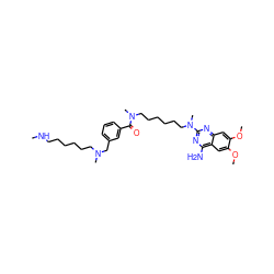 CNCCCCCCN(C)Cc1cccc(C(=O)N(C)CCCCCCN(C)c2nc(N)c3cc(OC)c(OC)cc3n2)c1 ZINC000027551795