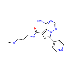 CNCCCNC(=O)c1cc(-c2ccncc2)n2ncnc(N)c12 ZINC000169704041