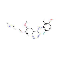 CNCCCOc1cc2ncnc(Nc3c(F)ccc(O)c3C)c2cc1OC ZINC000653842813