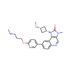 CNCCCOc1ccc(-c2ccc3ncc4c(c3c2)n([C@H]2C[C@@H](OC)C2)c(=O)n4C)cn1 ZINC001772593143