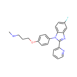 CNCCCOc1ccc(-n2c(-c3ccccn3)nc3cc(F)ccc32)cc1 ZINC000040980519