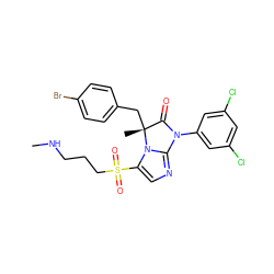 CNCCCS(=O)(=O)c1cnc2n1[C@](C)(Cc1ccc(Br)cc1)C(=O)N2c1cc(Cl)cc(Cl)c1 ZINC000028464339