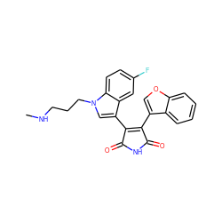 CNCCCn1cc(C2=C(c3coc4ccccc34)C(=O)NC2=O)c2cc(F)ccc21 ZINC000096929140