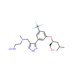 CNCCN(C)Cc1c[nH]nc1-c1cc(O[C@H](CO)CC(C)C)cc(C(F)(F)F)c1 ZINC000474605231