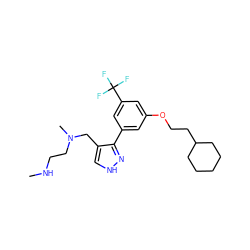 CNCCN(C)Cc1c[nH]nc1-c1cc(OCCC2CCCCC2)cc(C(F)(F)F)c1 ZINC000474605834