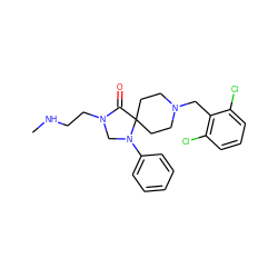 CNCCN1CN(c2ccccc2)C2(CCN(Cc3c(Cl)cccc3Cl)CC2)C1=O ZINC000040874231