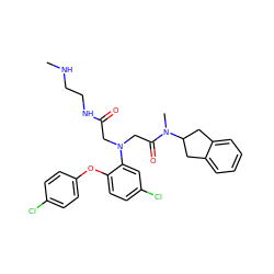 CNCCNC(=O)CN(CC(=O)N(C)C1Cc2ccccc2C1)c1cc(Cl)ccc1Oc1ccc(Cl)cc1 ZINC000299824398