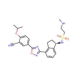 CNCCS(=O)(=O)N[C@@H]1CCc2c(-c3noc(-c4ccc(OC(C)C)c(C#N)c4)n3)cccc21 ZINC000214819170