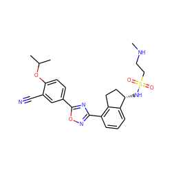 CNCCS(=O)(=O)N[C@H]1CCc2c(-c3noc(-c4ccc(OC(C)C)c(C#N)c4)n3)cccc21 ZINC000202703129