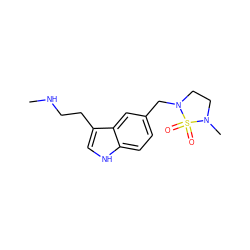 CNCCc1c[nH]c2ccc(CN3CCN(C)S3(=O)=O)cc12 ZINC000013738513