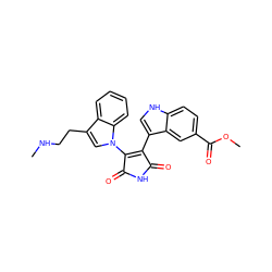 CNCCc1cn(C2=C(c3c[nH]c4ccc(C(=O)OC)cc34)C(=O)NC2=O)c2ccccc12 ZINC000029125540