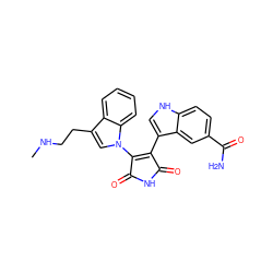 CNCCc1cn(C2=C(c3c[nH]c4ccc(C(N)=O)cc34)C(=O)NC2=O)c2ccccc12 ZINC000029125496