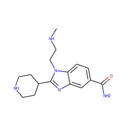 CNCCn1c(C2CCNCC2)nc2cc(C(N)=O)ccc21 ZINC000653897443