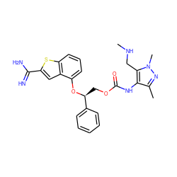 CNCc1c(NC(=O)OC[C@H](Oc2cccc3sc(C(=N)N)cc23)c2ccccc2)c(C)nn1C ZINC000045371219