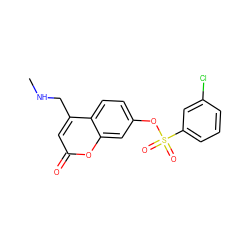 CNCc1cc(=O)oc2cc(OS(=O)(=O)c3cccc(Cl)c3)ccc12 ZINC000095585786