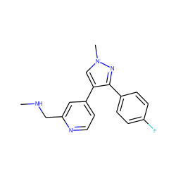 CNCc1cc(-c2cn(C)nc2-c2ccc(F)cc2)ccn1 ZINC000095921289