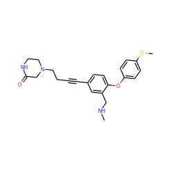 CNCc1cc(C#CCCN2CCNC(=O)C2)ccc1Oc1ccc(SC)cc1 ZINC000028825165