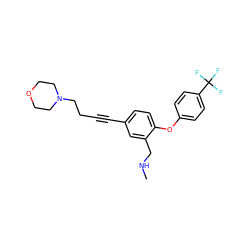 CNCc1cc(C#CCCN2CCOCC2)ccc1Oc1ccc(C(F)(F)F)cc1 ZINC000028825128