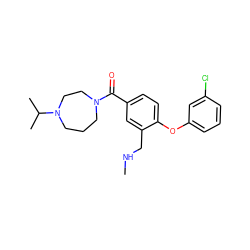 CNCc1cc(C(=O)N2CCCN(C(C)C)CC2)ccc1Oc1cccc(Cl)c1 ZINC000029130164