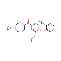 CNCc1cc(C(=O)N2CCCN(C3CC3)CC2)ccc1Oc1ccccc1C#N ZINC000029129853