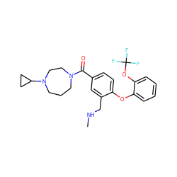 CNCc1cc(C(=O)N2CCCN(C3CC3)CC2)ccc1Oc1ccccc1OC(F)(F)F ZINC000029129760