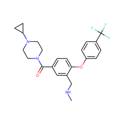 CNCc1cc(C(=O)N2CCN(C3CC3)CC2)ccc1Oc1ccc(C(F)(F)F)cc1 ZINC000029130504