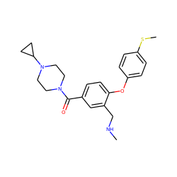 CNCc1cc(C(=O)N2CCN(C3CC3)CC2)ccc1Oc1ccc(SC)cc1 ZINC000029130383