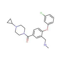 CNCc1cc(C(=O)N2CCN(C3CC3)CC2)ccc1Oc1cccc(Cl)c1 ZINC000029130614