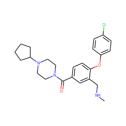 CNCc1cc(C(=O)N2CCN(C3CCCC3)CC2)ccc1Oc1ccc(Cl)cc1 ZINC000029130823