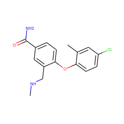 CNCc1cc(C(N)=O)ccc1Oc1ccc(Cl)cc1C ZINC000029129498