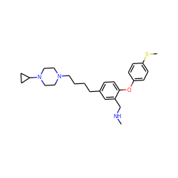 CNCc1cc(CCCCN2CCN(C3CC3)CC2)ccc1Oc1ccc(SC)cc1 ZINC000028825339