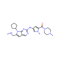 CNCc1cc2cnc(Nc3cc(C(=O)N4CCN(C)CC4)n(C)c3)nc2n1C1CCCC1 ZINC000084670591