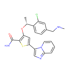 CNCc1ccc([C@@H](C)Oc2cc(-c3cnc4ccccn34)sc2C(N)=O)c(Cl)c1 ZINC000043120119