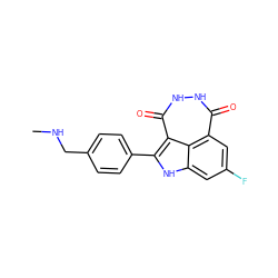 CNCc1ccc(-c2[nH]c3cc(F)cc4c(=O)[nH][nH]c(=O)c2c34)cc1 ZINC000473082310