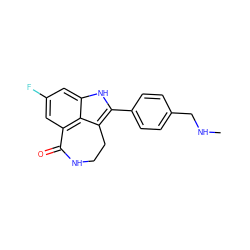 CNCc1ccc(-c2[nH]c3cc(F)cc4c3c2CCNC4=O)cc1 ZINC000000025958