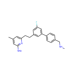 CNCc1ccc(-c2cc(F)cc(CCc3cc(C)cc(N)n3)c2)cc1 ZINC001772587494