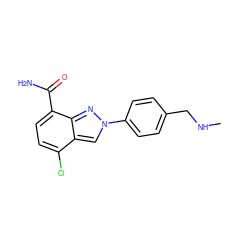 CNCc1ccc(-n2cc3c(Cl)ccc(C(N)=O)c3n2)cc1 ZINC000045366429