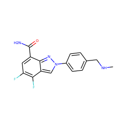 CNCc1ccc(-n2cc3c(F)c(F)cc(C(N)=O)c3n2)cc1 ZINC000045347835