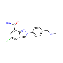 CNCc1ccc(-n2cc3cc(Cl)cc(C(N)=O)c3n2)cc1 ZINC000045365950