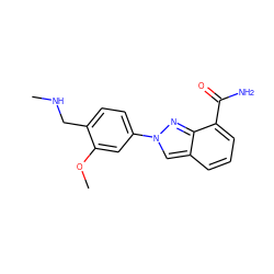 CNCc1ccc(-n2cc3cccc(C(N)=O)c3n2)cc1OC ZINC000045352210