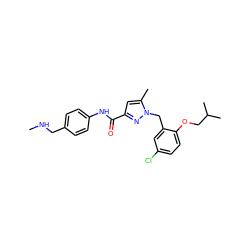 CNCc1ccc(NC(=O)c2cc(C)n(Cc3cc(Cl)ccc3OCC(C)C)n2)cc1 ZINC000040950204