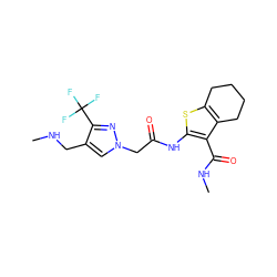 CNCc1cn(CC(=O)Nc2sc3c(c2C(=O)NC)CCCC3)nc1C(F)(F)F ZINC000064549529