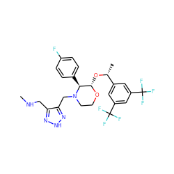 CNCc1n[nH]nc1CN1CCO[C@@H](O[C@H](C)c2cc(C(F)(F)F)cc(C(F)(F)F)c2)[C@@H]1c1ccc(F)cc1 ZINC000027429196