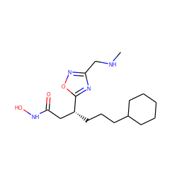 CNCc1noc([C@H](CCCC2CCCCC2)CC(=O)NO)n1 ZINC000028701844