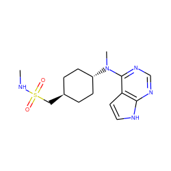 CNS(=O)(=O)C[C@H]1CC[C@H](N(C)c2ncnc3[nH]ccc23)CC1 ZINC000261515681