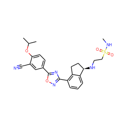 CNS(=O)(=O)CCN[C@@H]1CCc2c(-c3noc(-c4ccc(OC(C)C)c(C#N)c4)n3)cccc21 ZINC000117417218