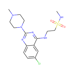 CNS(=O)(=O)CCNc1nc(N2CCN(C)CC2)nc2ccc(Cl)cc12 ZINC000045338967