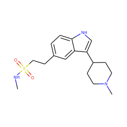 CNS(=O)(=O)CCc1ccc2[nH]cc(C3CCN(C)CC3)c2c1 ZINC000000004076